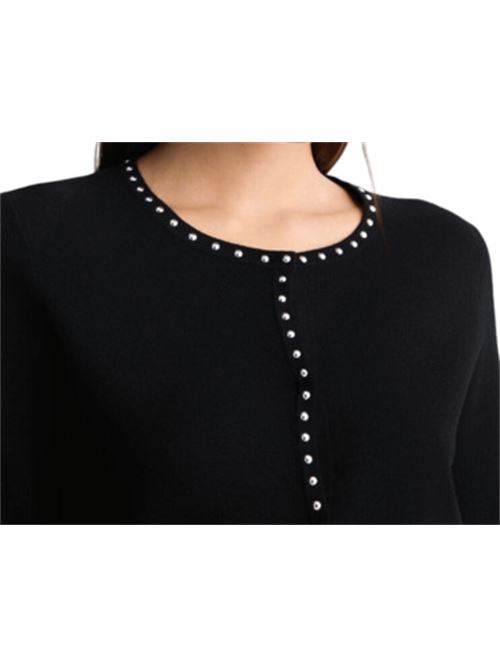 giacca donna maglia manica lunga borchiette misto viscosa nera LIU JO | WA5384-MS99E22222